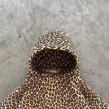 Cross Border Vintage Leopard Print Printed Hoodie Couple Zipper Pullover Sweater