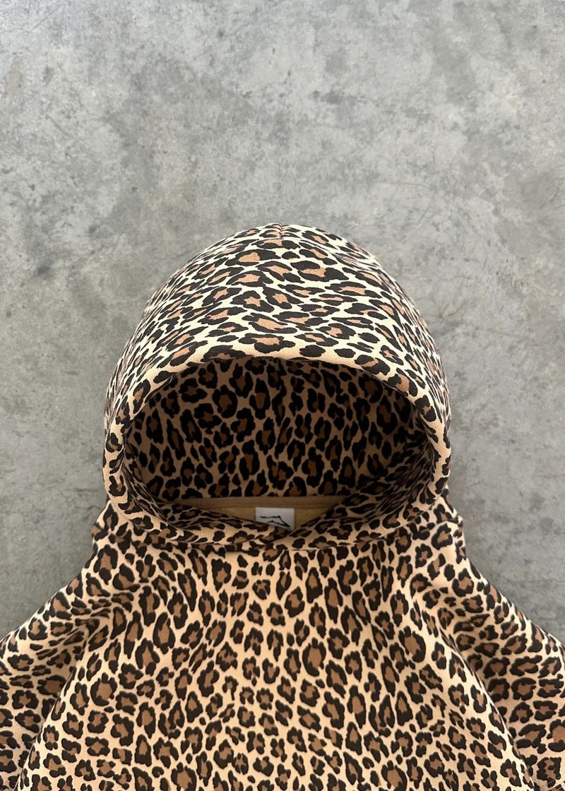 Cross Border Vintage Leopard Print Printed Hoodie Couple Zipper Pullover Sweater