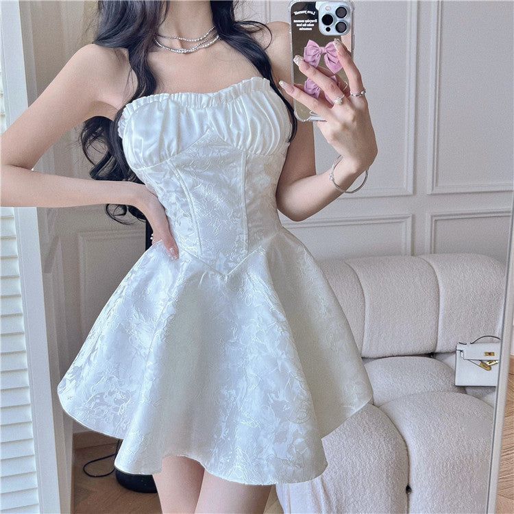 Women's Temperament Jacquard Breasted Waist-skimming Dress